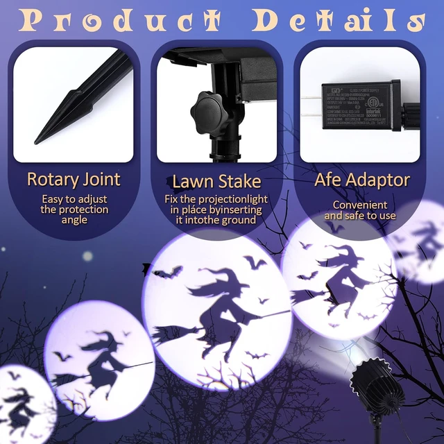 Alt view image 6 of 7 - Halloween Projector Light with LED Film Slides, Witch