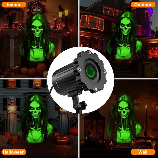 Alt view image 5 of 7 - Halloween Projector Outdoor, 2026 Upgraded 3D Dynamic Skull HD Patterns,Clearer Holiday Light Ideal for Window Wall Displays and Halloween Garage Door Cover Projections