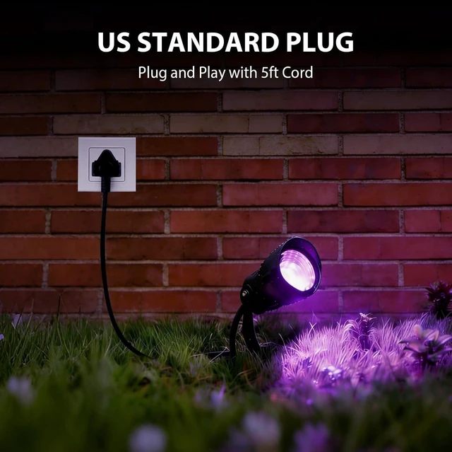Alt view image 4 of 7 - 12W Halloween Black Light Spotlight Outdoor, UV LED Landscape Spot Lights