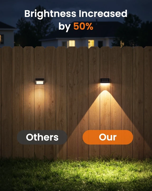 Alt view image 6 of 7 - VOLISUN Solar Fence Lights 12 Pack, Fence Post Solar Lights Outdoor Waterproof with Warm White LED Spot Lens, Solar Deck Lights for Outside Wall, Deck, Patio, Yard, Rail, Garage, Pool