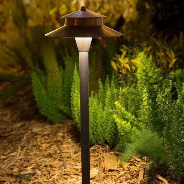 Alt view image 3 of 4 - VOLT 12V Stratum Two-Tier Brass Path & Area Light (Bronze)