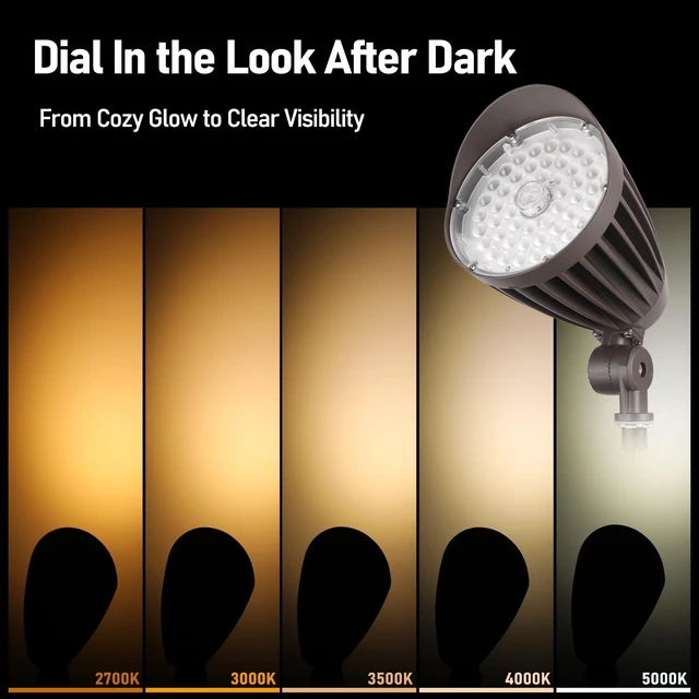 Alt view image 6 of 7 - LEONLITE 5CCT LED Bullet Flood Light, 20W/30W/40W, NEMA Beam, Dusk to Dawn