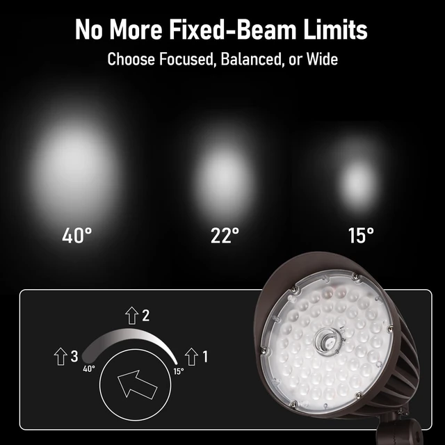 Alt view image 2 of 7 - LEONLITE 5CCT LED Bullet Flood Light, 20W/30W/40W, NEMA Beam, Dusk to Dawn
