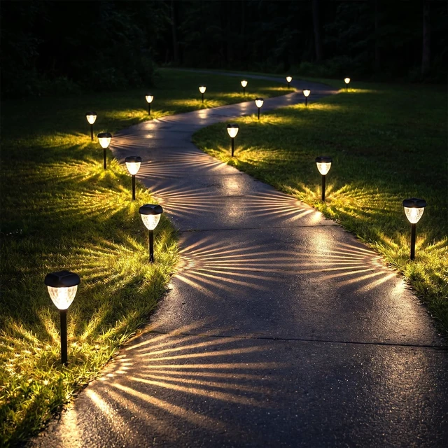 Alt view image 2 of 7 - Ensenior Solar Pathway Lights Outdoor 12 Pack, 3000K LED Garden Yard Lights