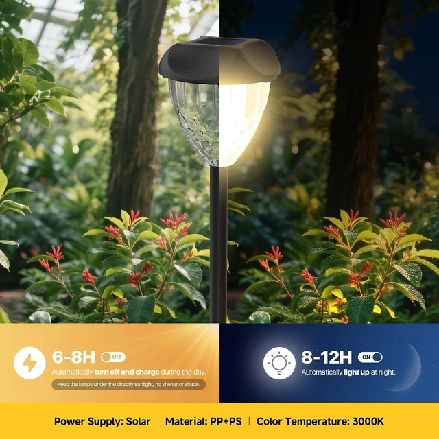 Alt view image 5 of 7 - Ensenior Solar Pathway Lights Outdoor 12 Pack, 3000K LED Garden Yard Lights
