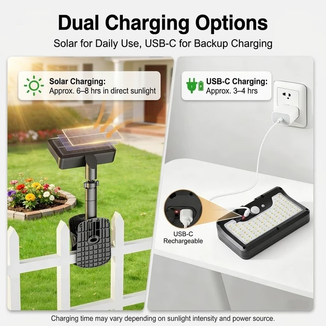 Alt view image 4 of 7 - iMaihom Clip On Solar Lights Outdoor with Motion Sensor, 92 LED 600LM Solar Fence Lights, Warm/Neutral/Cool White, 360° Adjustable, IP65 Waterproof Security Light for Deck, Gutter, Porch (2, Black)