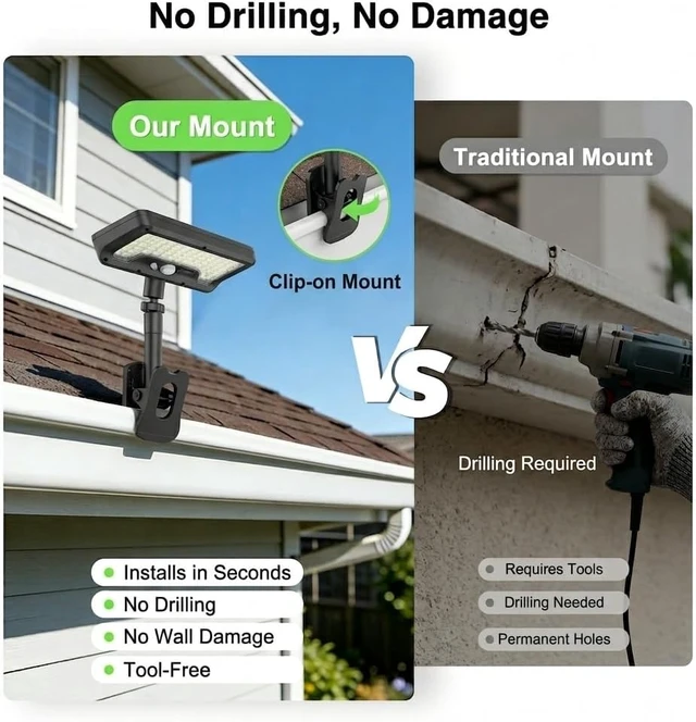Alt view image 6 of 7 - iMaihom Clip On Solar Lights Outdoor with Motion Sensor, 92 LED 600LM Solar Fence Lights, Warm/Neutral/Cool White, 360° Adjustable, IP65 Waterproof Security Light for Deck, Gutter, Porch (2, Black)