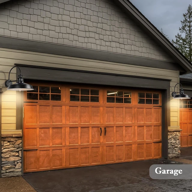 Alt view image 6 of 7 - Solar Barn Light Outdoor, 16 Inch Farmhouse Dusk to Dawn Sensor Wall Sconce, Large Rustic Solar Powered Exterior Light Fixture for Porch, Garage, Patio, ROS-SR028