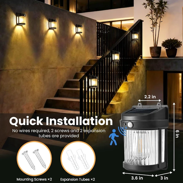 Alt view image 2 of 6 - PEVOROS Solar Fence Lights Outdoor Waterproof, Fence Deck Lights 8 Pack