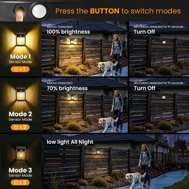 Alt view image 3 of 6 - PEVOROS Solar Fence Lights Outdoor Waterproof, Fence Deck Lights 8 Pack
