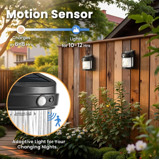 Alt view image 4 of 6 - PEVOROS Solar Fence Lights Outdoor Waterproof, Fence Deck Lights 8 Pack