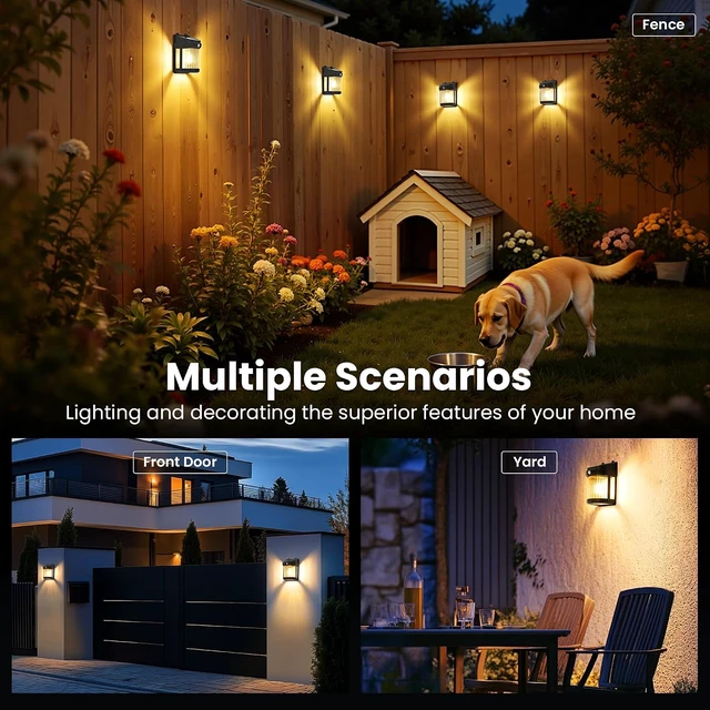 Alt view image 6 of 6 - PEVOROS Solar Fence Lights Outdoor Waterproof, Fence Deck Lights 8 Pack
