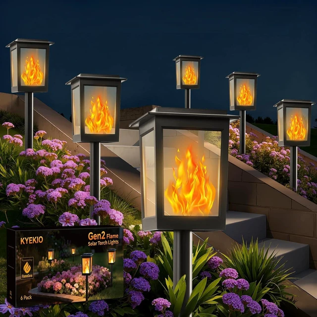 Main image of KYEKIO Large Size & Gen2 Flame Solar Torch Lights for Halloween Decorations