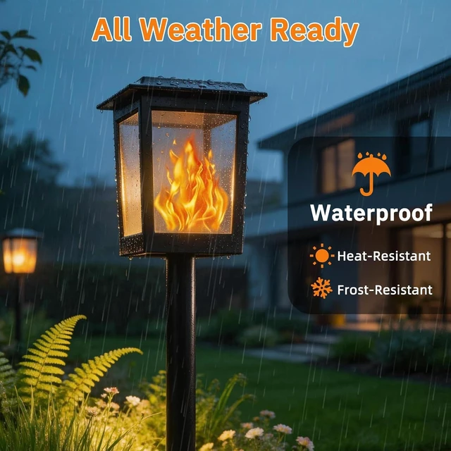 Alt view image 3 of 6 - KYEKIO Large Size & Gen2 Flame Solar Torch Lights for Halloween Decorations