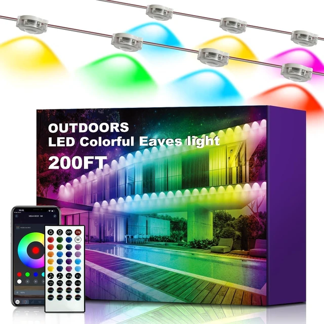 Main image of XINKAITE 200FT Permanent Outdoor Lights with 100 LEDs - Smart RGB+IC with 16 Million DIY Colors, IP67 Waterproof, App & Remote Control, Hundreds of Dynamic & Scene Modes for Holidays, Christmas & Home