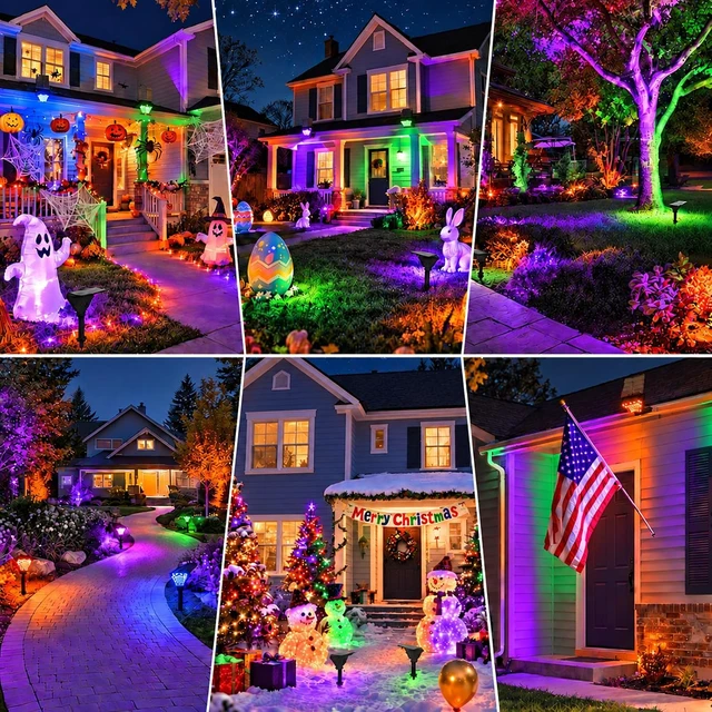 Alt view image 2 of 7 - T-SUN Halloween Solar Spot Lights Outdoor Color Changing Spotlights, 6 Pack