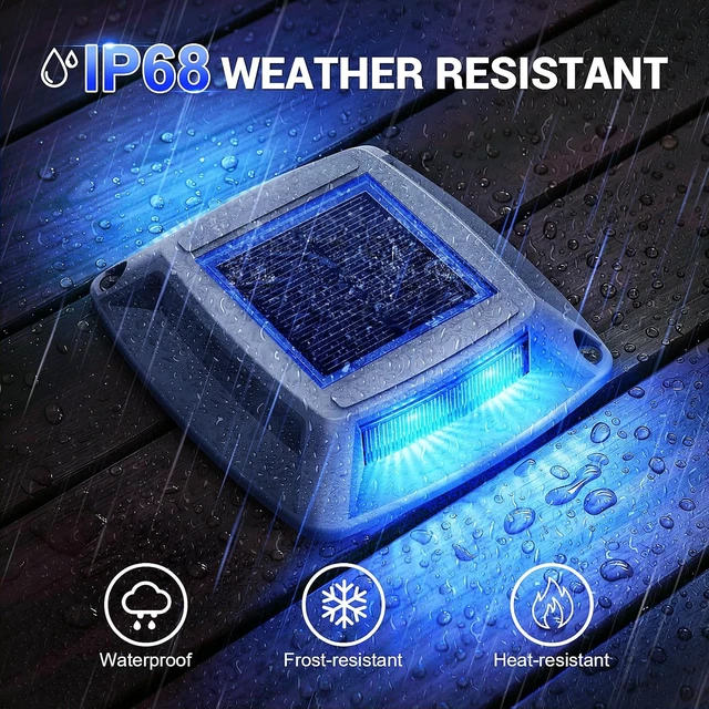 Alt view image 2 of 6 - Solar Dock Lights Outdoor 6 Pack, IP68 Waterproof Driveway Deck Light, Blue