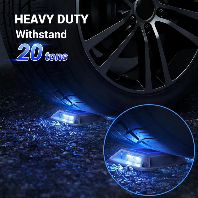 Alt view image 3 of 6 - Solar Dock Lights Outdoor 6 Pack, IP68 Waterproof Driveway Deck Light, Blue