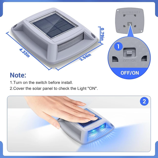 Alt view image 6 of 6 - Solar Dock Lights Outdoor 6 Pack, IP68 Waterproof Driveway Deck Light, Blue