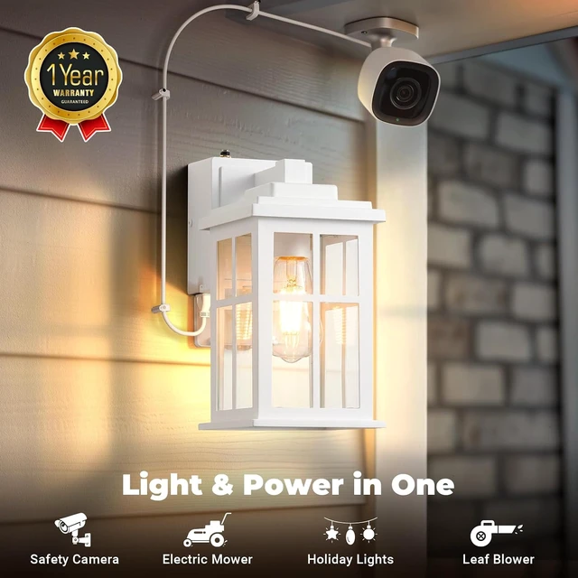 Alt view image 4 of 7 - White Dusk to Dawn Outdoor Lighting with GFCI Outlet, Waterproof