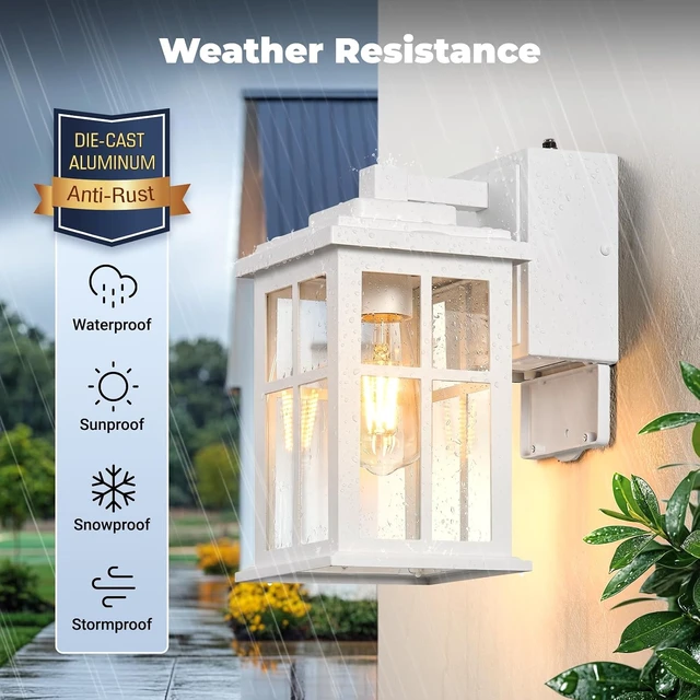 Alt view image 5 of 7 - White Dusk to Dawn Outdoor Lighting with GFCI Outlet, Waterproof