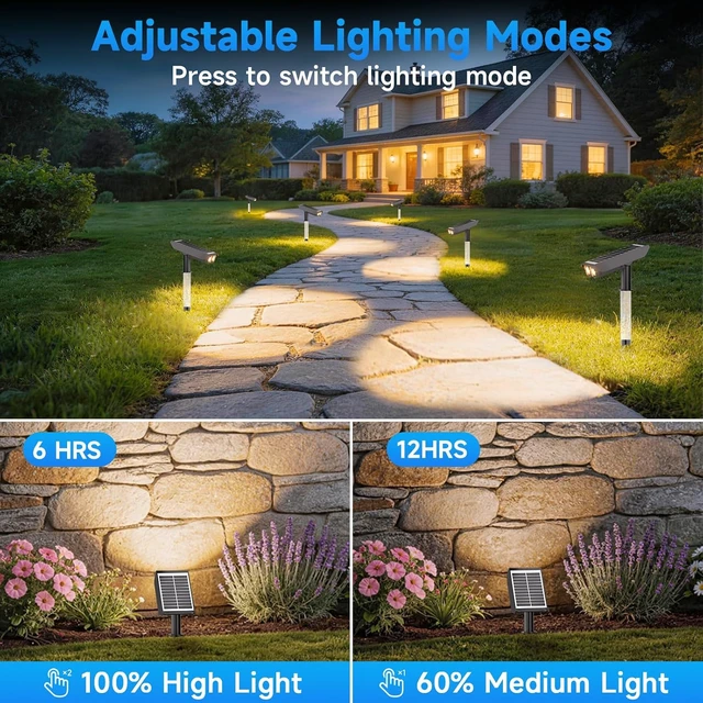Alt view image 4 of 7 - Solar Lights Outdoor with Ambient Light Column&Adjustable Aperture 12 Pack