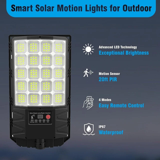 Alt view image 4 of 7 - Solar Street Lights Outdoor Waterproof, Flood Lights with Motion Sensor