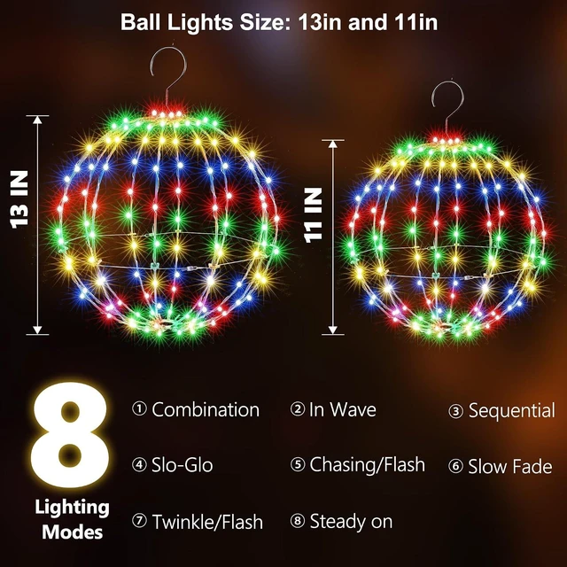 Alt view image 2 of 7 - Joomer Plug-in Christmas Ball Lights, 13in & 11in Foldable Sphere Lights