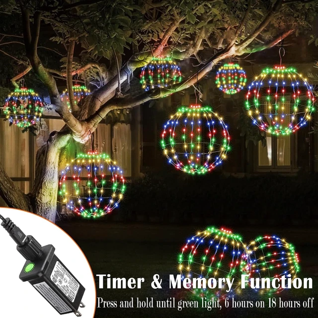 Alt view image 4 of 7 - Joomer Plug-in Christmas Ball Lights, 13in & 11in Foldable Sphere Lights