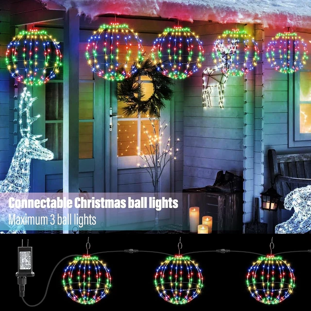 Alt view image 3 of 7 - Joomer Plug-in Christmas Ball Lights, 13in & 11in Foldable Sphere Lights