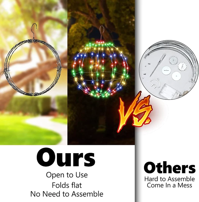 Alt view image 5 of 7 - Joomer Plug-in Christmas Ball Lights, 13in & 11in Foldable Sphere Lights
