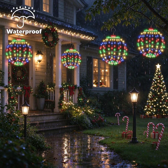 Alt view image 6 of 7 - Joomer Plug-in Christmas Ball Lights, 13in & 11in Foldable Sphere Lights