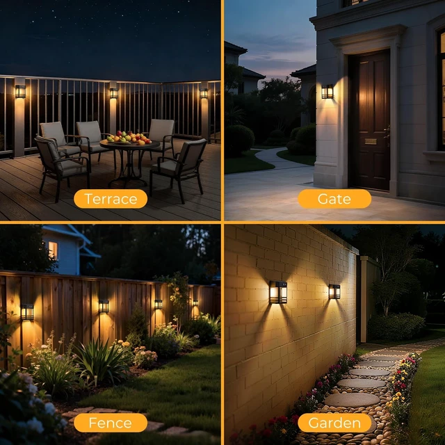 Alt view image 7 of 7 - btfarm 6 Pack Solar Wall Lights Outdoor,3 Modes Motion Sensor Lights Dusk to Dawn, IP65 Waterproof Porch Light Solar Powered, 1200mAh Wireless Wall Mount Sconces for Outside Patio, Garage, Yard