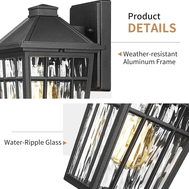 Alt view image 3 of 7 - Darkaway 2pcs Outdoor Wall Lights,11inch Exterior Lighting Fixtures