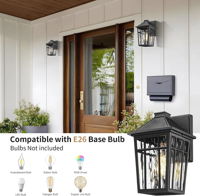 Alt view image 5 of 7 - Darkaway 2pcs Outdoor Wall Lights,11inch Exterior Lighting Fixtures
