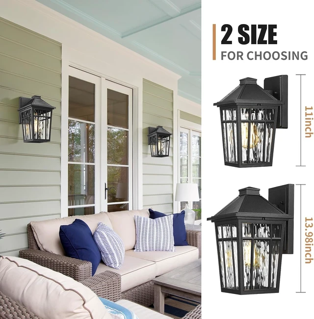 Alt view image 6 of 7 - Darkaway 2pcs Outdoor Wall Lights,11inch Exterior Lighting Fixtures
