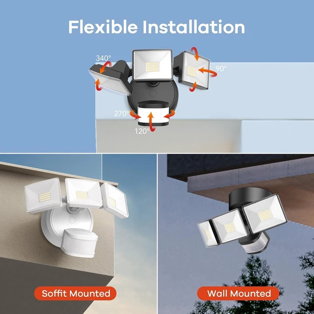 Alt view image 7 of 7 - OREiN Motion Sensor Outdoor Flood Light 42W 6500LM, Super Bright LED Security Light, Dusk to Dawn/Auto/Manual Modes, IP65 Waterproof Hardwired Floodlight for Yard, Garage, Porch, Driveway
