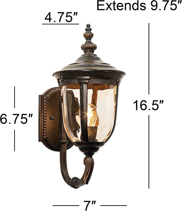 Alt view image 4 of 7 - Bellagio 16 1/2" Bronze Upbridge Arm European Outdoor Light Fixture
