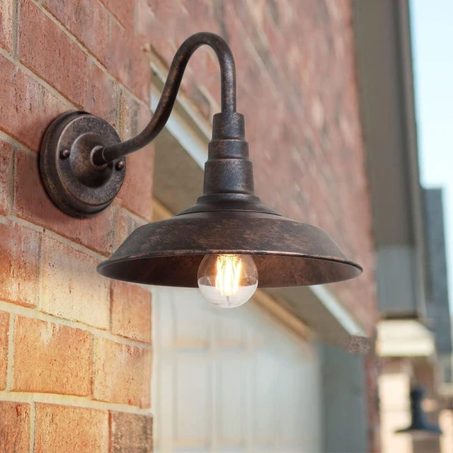 Alt view image 2 of 7 - 4-Pack Outdoor Gooseneck Barn Light 10" Retro Exterior Wall Light Iron Art Dome Farmhouse Wall Sconces Anti-Rust Waterproof Outdoor Light for House Porch Garage Entryway