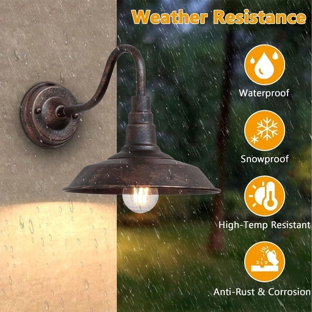 Alt view image 4 of 7 - 4-Pack Outdoor Gooseneck Barn Light 10" Retro Exterior Wall Light Iron Art Dome Farmhouse Wall Sconces Anti-Rust Waterproof Outdoor Light for House Porch Garage Entryway