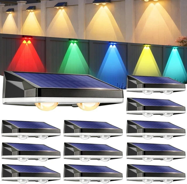 Main image of 12 Pack Solar Fence Lights, 2 Color Changing & 11 Fixed Color