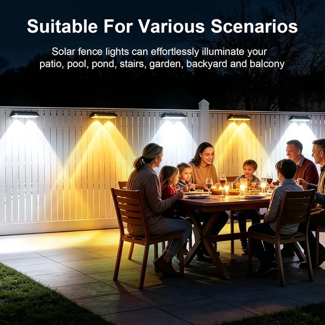 Alt view image 7 of 7 - 12 Pack Solar Fence Lights, 2 Color Changing & 11 Fixed Color
