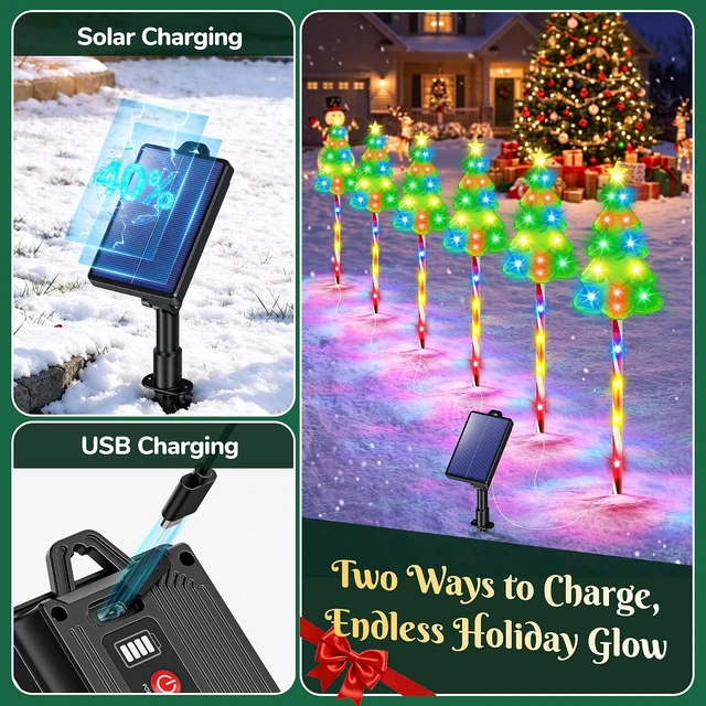 Alt view image 3 of 7 - Solar Christmas Decorations, Christmas Tree Pathway lights Outdoor