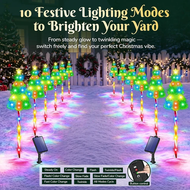 Alt view image 2 of 7 - Solar Christmas Decorations, Christmas Tree Pathway lights Outdoor