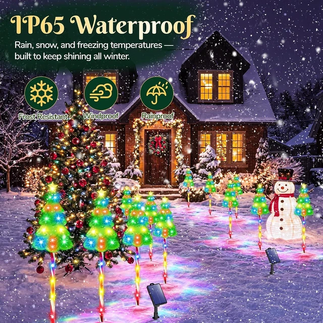 Alt view image 4 of 7 - Solar Christmas Decorations, Christmas Tree Pathway lights Outdoor
