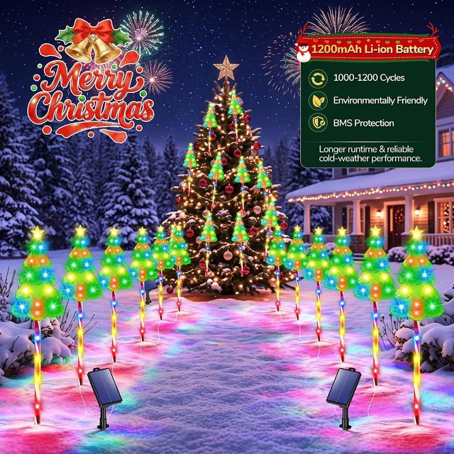 Alt view image 6 of 7 - Solar Christmas Decorations, Christmas Tree Pathway lights Outdoor