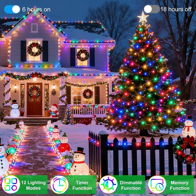 Alt view image 3 of 7 - 1500 LED 470FT Christmas String Lights, 12 Modes, Timer, Memory & Dimming