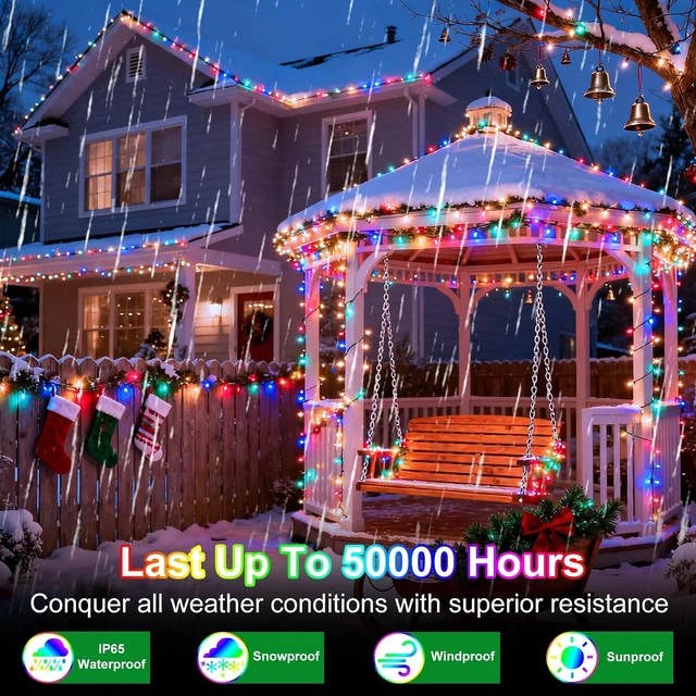 Alt view image 4 of 7 - 1500 LED 470FT Christmas String Lights, 12 Modes, Timer, Memory & Dimming