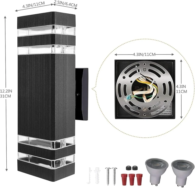 Alt view image 2 of 7 - Outdoor Wall Lights, LED Square Modern Porch Lighting Fixtures, Black Exterior Up and Down Wall Mount Lights Front Porch Wall Sconce for Garage Garden Balcony 3 Pack