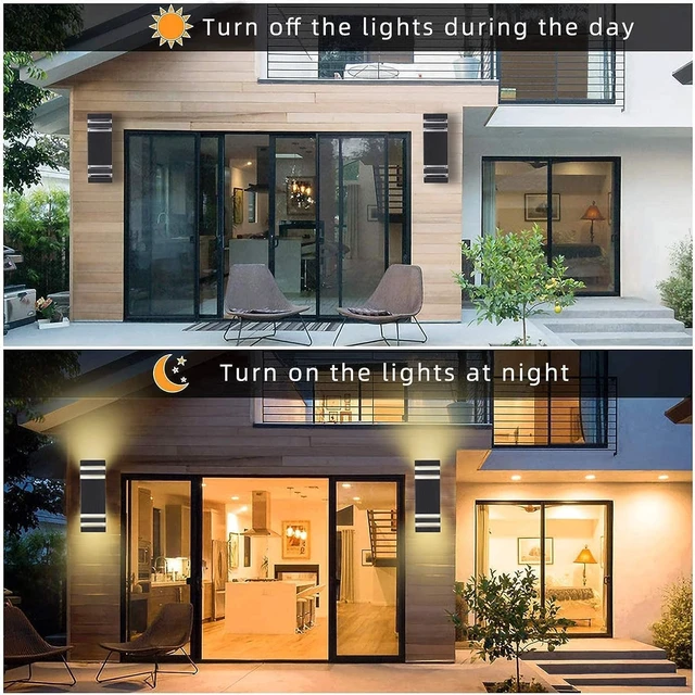 Alt view image 4 of 7 - Outdoor Wall Lights, LED Square Modern Porch Lighting Fixtures, Black Exterior Up and Down Wall Mount Lights Front Porch Wall Sconce for Garage Garden Balcony 3 Pack